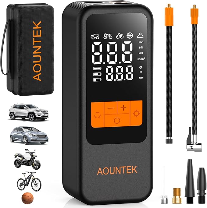 Tire Inflator Portable Air Compressor Portable Air Pump For Car Tires with Digital Pressure Gauge 150 PSI Fast Inflation Auto Shut Off Function Cordless Electric Air Pump for Bike Motorcycle Ball,etc