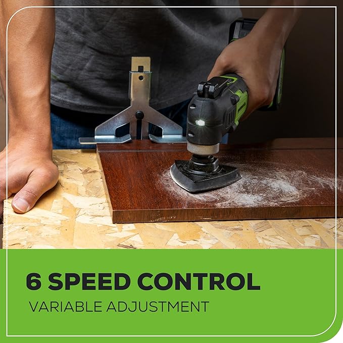 Greenworks 24V Cordless Oscillating Multi Tool with 13 Accessories, 6 Speed, 3° Oscillating Angle, Brushless Motor, Quick Blade Change, with 2Ah Battery and Charger