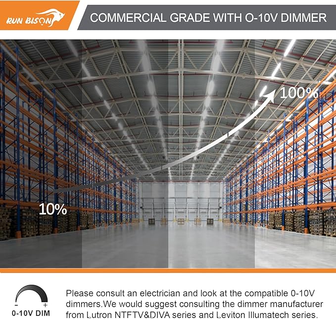 4FT Linear LED Highbay Light, 270W Bay Ceiling Shop Light, 40500LM 150LM/W, 120-277V, 0-10V Dimmable, 5000K Hanging Shop Lights for Warehouse Workshop Garage, UL Listed - 2PK