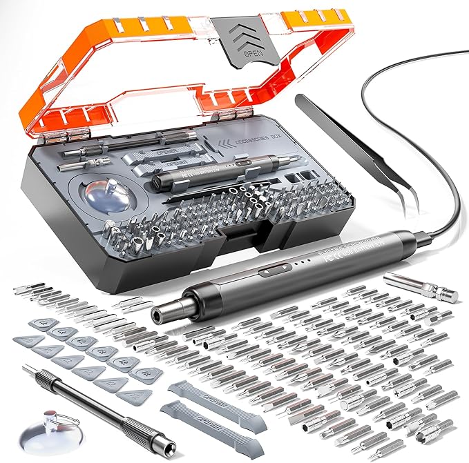Electric Screwdriver Set, Precision Screwdriver Set, Magnetic Drill Bit, Magnetic Storage, Mini Precision Electric Screwdriver Repair Kit for PC RC Electronics