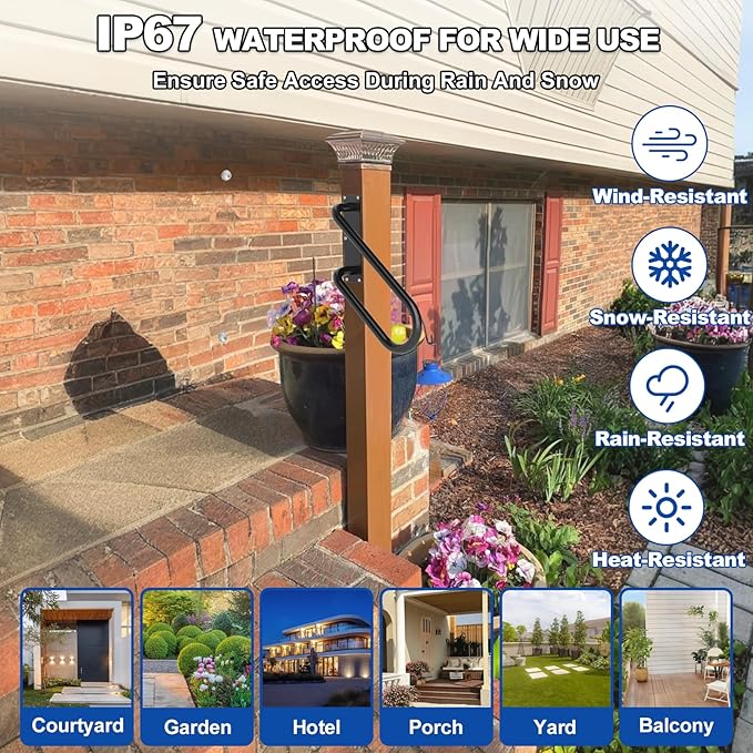 Jamb Mount Handrails for Outdoor Steps-1-2 Step Waterproof Stairs Railing-Powder Coated Side Mount Hand Rails for Indoor Stairs-Non-Slip Staircase Grab Rail for Deck/Porch/Mobile Home/Short Stairway