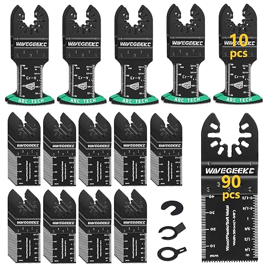 103 pcs Professional Universal Wood Oscillating Multi Tool Saw Blade Set，Multi Tool Blades Fit Fein Multimaster Porter Cable Bosch Ryobi Dewalt Milwaukee Rockwell Oscillating Tool Blades