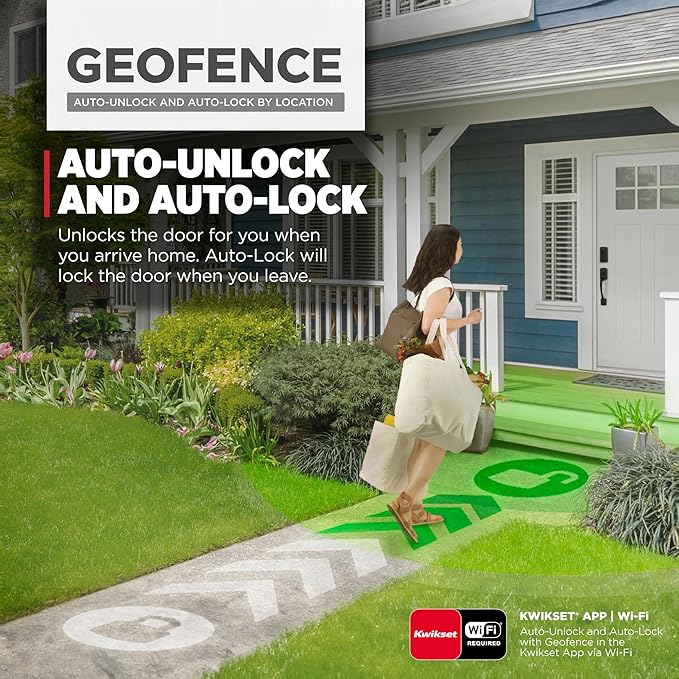 Kwikset Halo Select Smart Lock Keyless Entry Door Lock Wi-Fi and Matter Enabled Deadbolt No Hub Needed, Geofence Auto-Unlock, Grade AAA Certified, Easy Install, Matte Black Lifetime Finish Warranty