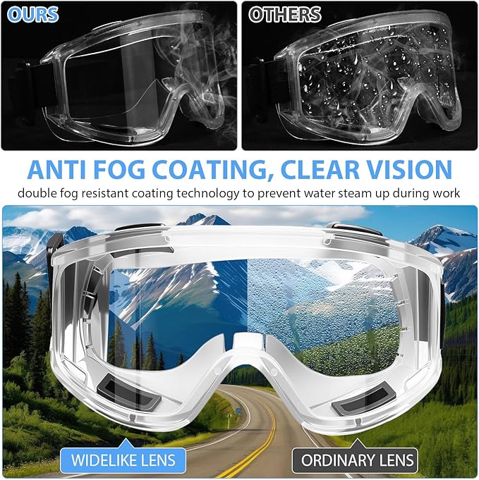 Anti-Fog Safety Goggles Impact Resistant Protective Safety Glasses Men Women Eye Protection