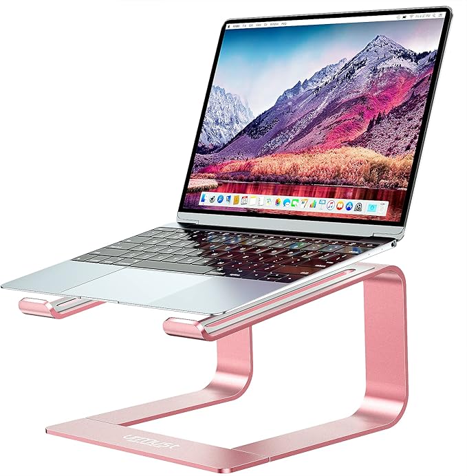 Urmust Laptop Stand for Desk - Aluminum Computer Stand Riser Holder for MacBook Air Pro, Dell, HP, Lenovo, Samsung, Alienware Laptops 11-15.6" (Rose Gold)