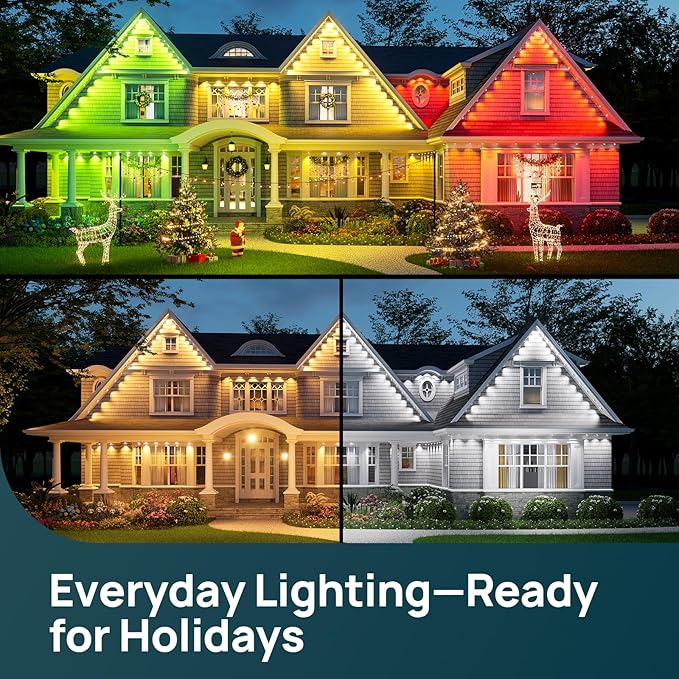 Linkind Permanent Outdoor Lights HP5,100ft Smart AI RGBTW Christmas Lights, 85 Scenes Modes for Daily Holiday Christmas Decorations,IP67 Waterproof, Works with Alexa,Google Assistant