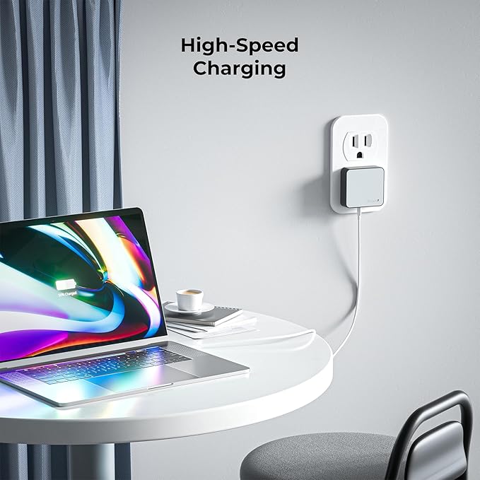 Nekmit 65W USB C Charger Block, 4 Port Flat Wall Charger with USB C and USB A, Multiport GaN Fast Charger for iPhone 16/15/14 Pro Max, iPad Pro, MacBook Pro/Air, AirPods, Galaxy and More, Blue