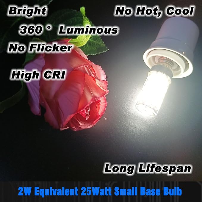25 Watt Equivalent LED Decorative Candelabra Bulbs Daylight White 6000K 2 Watt 300lm E12 Small Base Idear for Ceiling Fan Chandelier Bathroom Vanity Mirror Light Dryer Drum Bulbs, Non-Dimmable, 4 Pack
