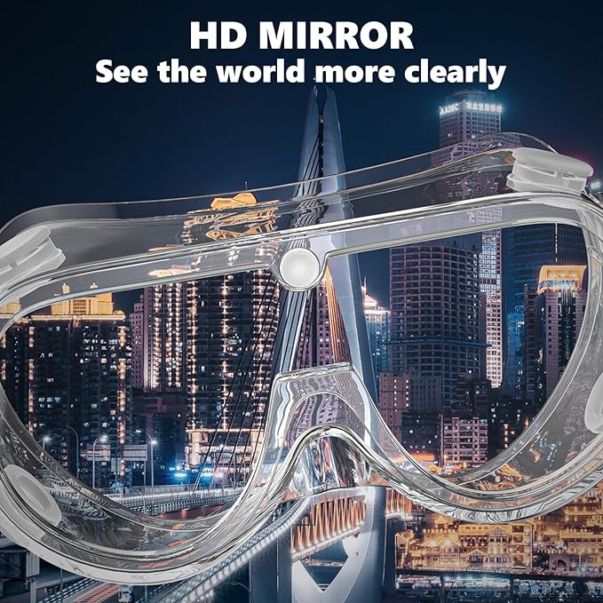 Super More 2PCS Anti-Fog Protective Safety Goggles Clear Lens Wide-Vision Adjustable Chemical Splash Eye Protection Soft Lightweight Eyewear