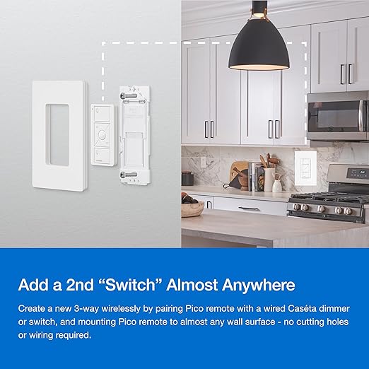 Lutron Caseta Original Smart Dimmer Switch (Lutron Smart Hub Required), for LED Lights, 150 Watt, Single-Pole/3-Way, No Neutral Required, PD-6WCL-WH, White