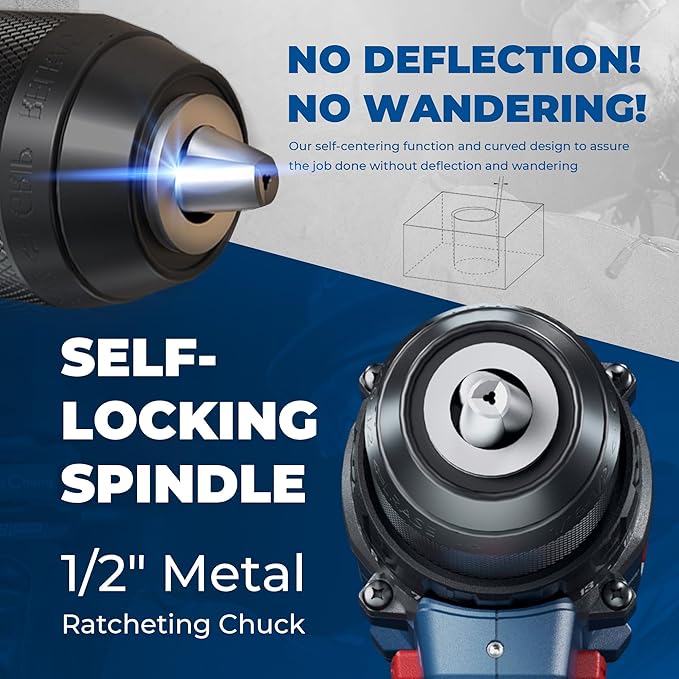 Dong Cheng 20V Brushless Heavy-duty Impact Drill, 531in-lbs, 1/2" Keyless Metal Chuck, 20+1+1 Clutch, Cordless Hammer Drill with 2 * 2.0Ah Battery Kit for Drilling Brick Wall, Metal, Wood