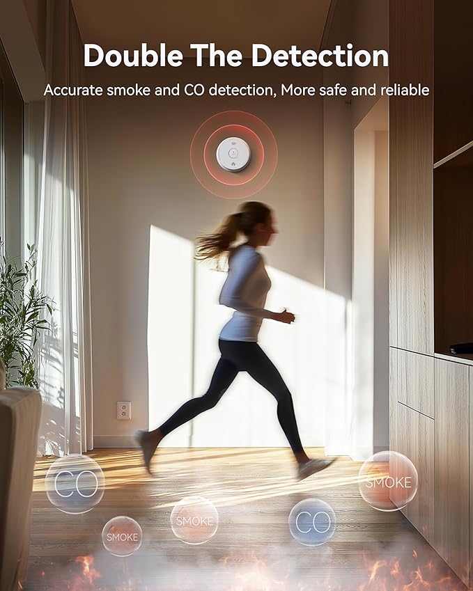 SITERWELL Smoke Detector Carbon Monoxide Detector Combo 10 Year Battery, Meets UL217-9th Standards, Reduced Nuisance Alarms, Smoke and Carbon Monoxide Detector with Bilingual Voice Alerts, 4 Pack