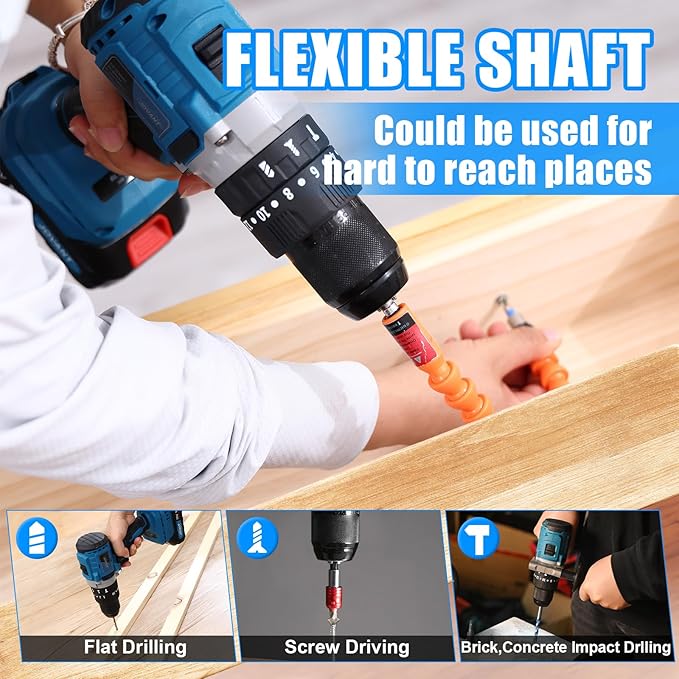 20V Max Cordless Hammer Drill, 1/2" Keyless All Metal Chuck Brushless Impact Drill, Compact Driver Drills for Metal, Wood, Thick Concrete -JOVANT (2 Batteries)