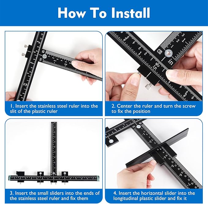 Aluminum Cabinet Hardware Jig, Punch Locator Drill Guide,Wood Drilling Dowelling Guide for Installation of Handles Knobs on Doors and Drawer, Cabinet Template Tool for Handles and Pulls