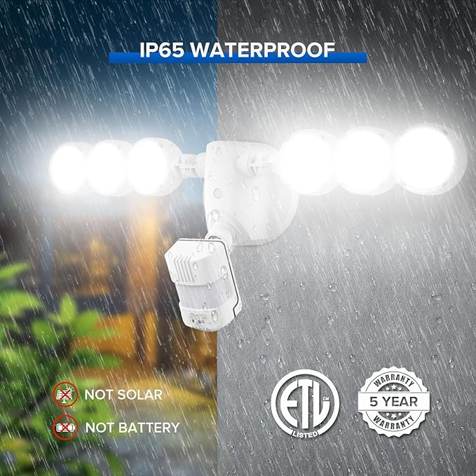 SANSI 55W Motion Sensor Outdoor Lights 7000LM Super Bright LED Security Lights, 5000K Dusk to Dawn Flood Light, 4 Modes,Wide 320°Angle Illumination, for Yard, Patio, Garage, Doorways Wired Not Solar