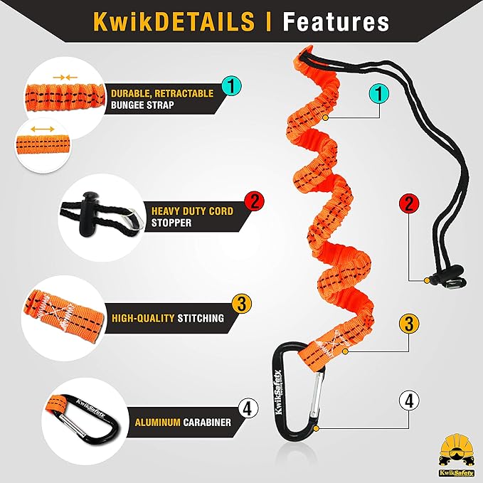 KwikSafety - Charlotte, NC - TSUNAMI KIT [Premium BRAIDED ROPE] Vertical Lifeline, 1-D Ring Safety Harness, Lightweight Tool Lanyard, Roof Anchor, 20L Dry Bag ANSI OSHA Fall Protection System / 25 FT.