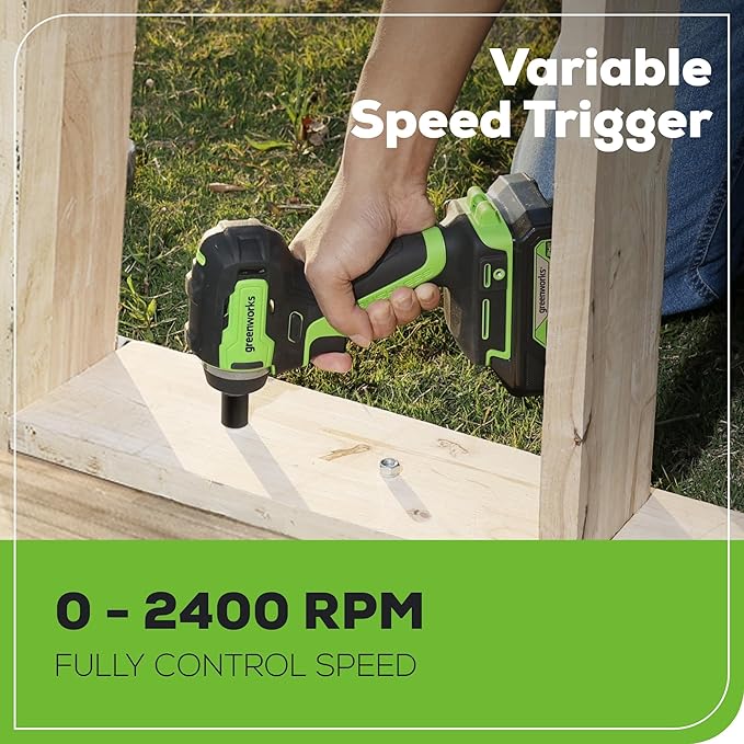 Greenworks 24V Brushless 2 pcs Cordless Power Tool Combo Kit, 3/8" 150 ft.-lbs Impact Wrench with 310 in./lbs Drill/Driver, 2 2.0Ah Battery and Charger