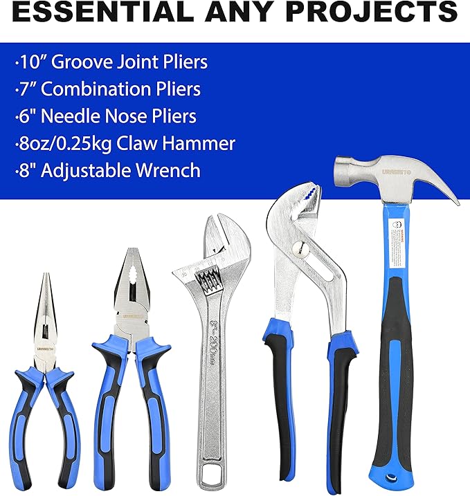 19-Piece Home Tool Kit Hand Tool Set with Easy Carrying Pouch Perfect for DIY, Home Maintenance