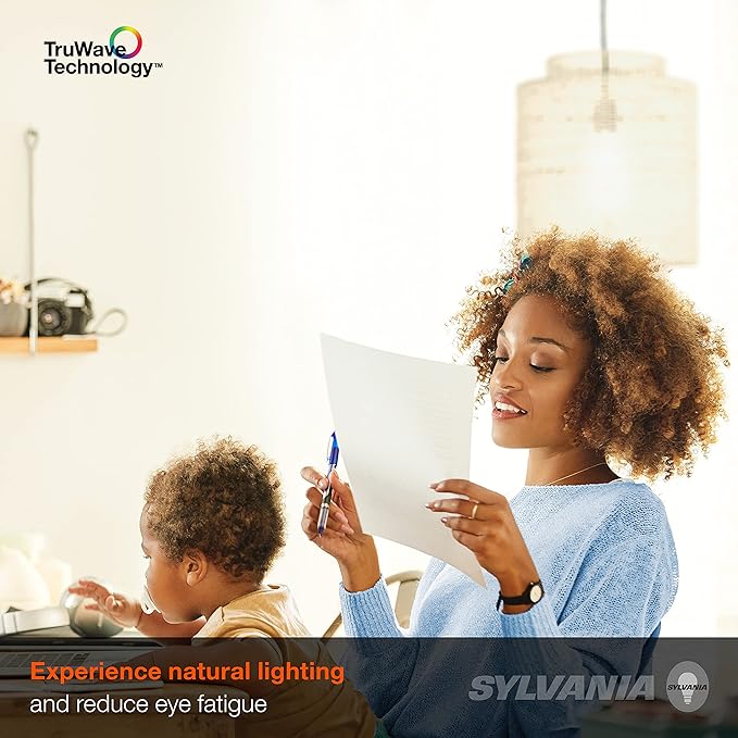 Sylvania LED TruWave Natural Series A19 Light Bulb, 100W Equivalent, Efficient 15W, 1600 Lumens, Medium Base, Dimmable, Clear, 2700K, Soft White - 4 Pack (42275)