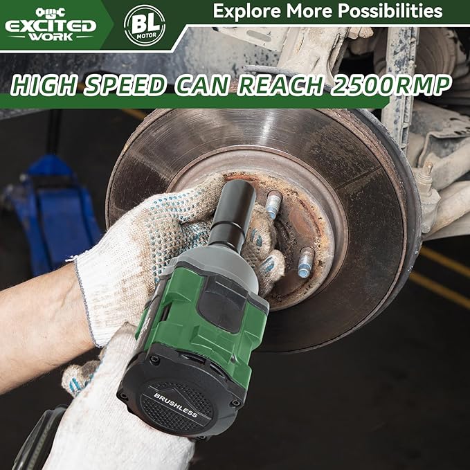 20V Brushless Impact Wrench Kit, 600Nm 1/2 Inch Impact Wrench with 2 x 4.5Ah Battery, 2500RPM High Torque Impact Gun, Fast Charger and Tool Box