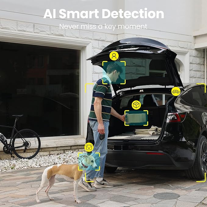 2K Security Cameras Wireless Outdoor, Solar Powered Cameras for Home Security with 360° Viewing, PIR Motion Detection, Color Night Vision, 2.4Ghz WiFi, 2-Way Audio, Cloud/SD, Works with Alexa