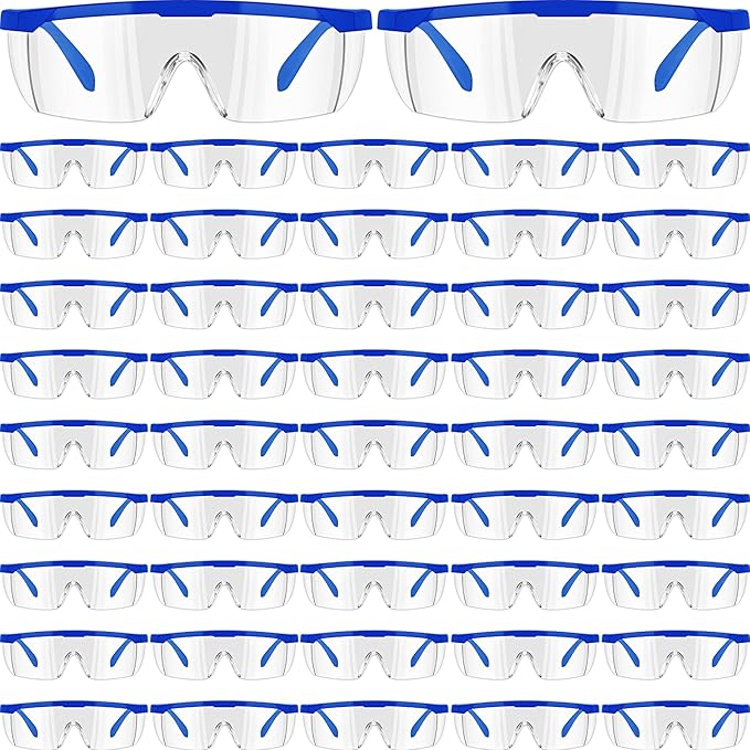 64 Pairs Safety Goggles Bulk Lab Goggles for Science Class over Glasses Eye Protection Glasses for Men Women Kids(Blue)