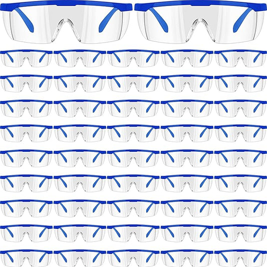 64 Pairs Safety Goggles Bulk Lab Goggles for Science Class over Glasses Eye Protection Glasses for Men Women Kids(Blue)
