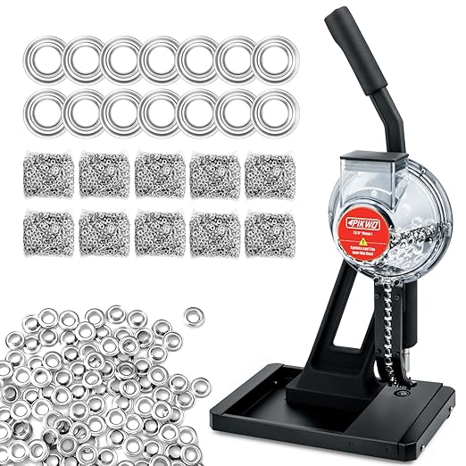 Automatic Eyelet Feeding Machine (3/8" 10mm) Press Punch Tool Kit with 3/8” Die and 10,000 Pcs Grommets Self Piercing Grommet Maker Labor Saving Corsetry Class Recommended