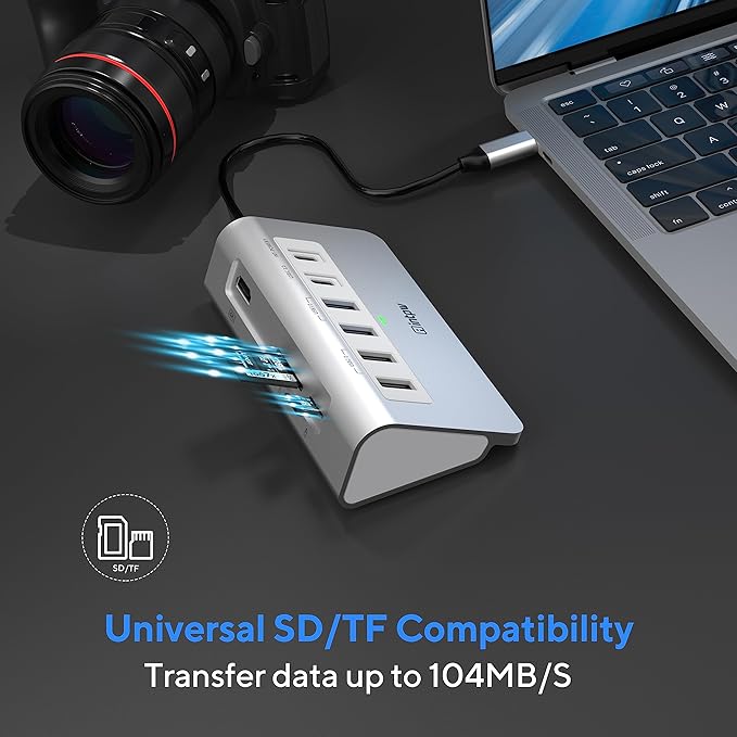 USB C Hub, intpw 9-in-1 USB Hub for Laptop with 4K HDMI, PD 100W, USB-C and 2 USB A 3.0 5Gbps, 2 USB A 2.0, SD/TF Card Reader, Aluminum USB Hub for PC, iPhone, MacBook, iPad