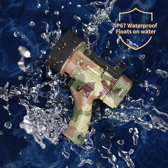 BUYSIGHT Rechargeable Spotlight Flashlight, HIgh Lumen Hand held Spotlight Waterproof Flashlight Hunting Lamp with red Filter(Camouflage Gray Mini)