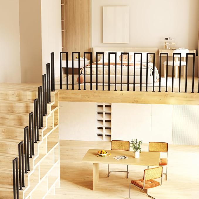 U-Shaped Staircase Handrails,Indoor Outdoor Iron Matte Black Stair Handrail,Floor Mounted Industrial Hand Rail,Non-Slip Support Bar Porch Deck Corridor Stair Rail for Elderly & Children(100cm/39.4")