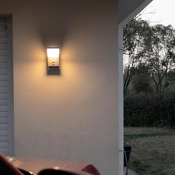 Lustrlach Motion Sensor Light Outdoor Porch Light Fxiture Exterior LED Modern Outside Wall Mount Sconce with IP54 Waterproof for House Garage Patio Garden,1800LM,3000K