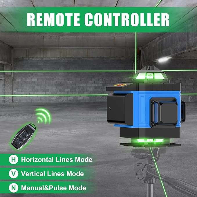 AZZUNO Laser Level 360 Self Leveling Green Beam with LCD Screen, 4x360 lazer leveler tool, Rechargeable Battery & Magnetic Base - Ideal for Construction, Tiling, Tool Gift