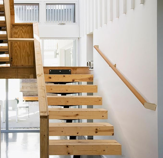 17 FT Handrails for Indoor Stairs,Railings，Outdoor Stairs Handrail，Modern Aluminum Handrail Set, Wall Mounted，Wall Return Bracket More Safety, Rust Free. (Cherry Wood Grain, 17 FT)