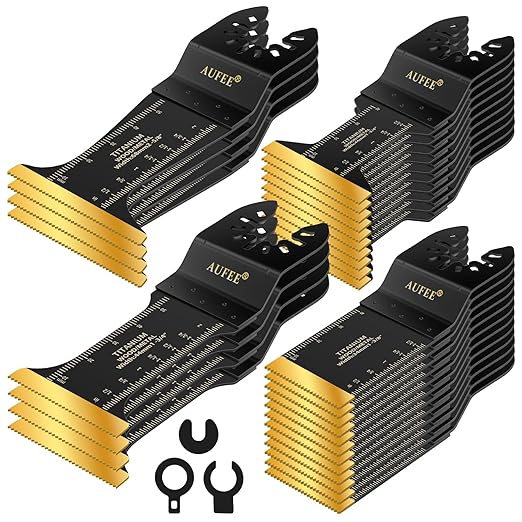 30PCS Oscillating Tool Blade, Professional Universal Titanium Multitool Blades for Wood Plastics Metal Nails, Quick Release Durable Multi Tool Blades Kits Fit Dewalt Milwaukee Ryobi Craftsman