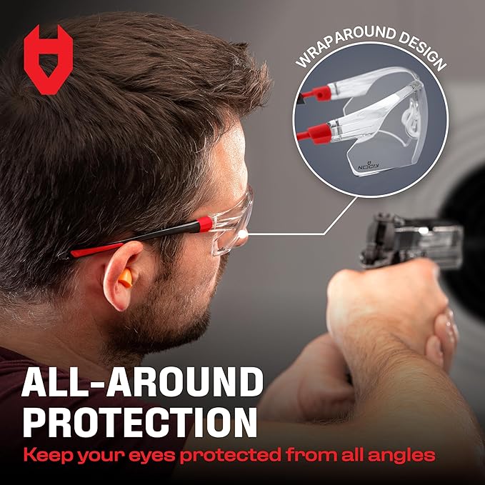 NoCry Clear Safety Glasses for Men and Women with Anti-Fog and Scratch Resistant Wrap Around Lenses, Adjustable Temples and Nose Pads — ANSI Z87 Certified Protective Eyewear with 100% UV Shielding