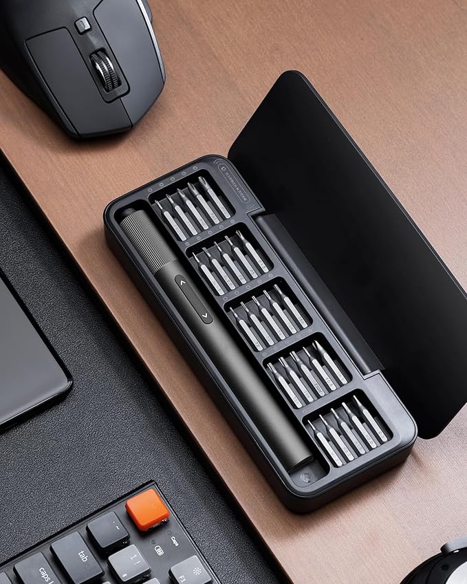 HOTO 25-in-1 Mini Electric Screwdriver, 3.7V Precision Screwdriver Set, USB-C Rechargeable, Compact Magnetic Tool for Phone, Laptop, Camera, DIY Projects, Electronics Repair