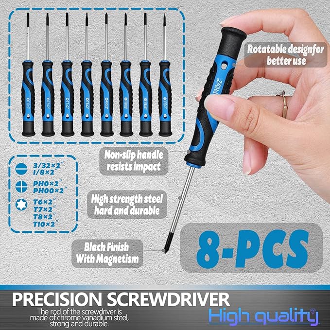 100-Piece Screwdriver Set with Storage Rack, Includes Slotted, Phillips, T-shaped, Z-shaped, Hex, Torx, Square, Precision, Ratchet Screwdriver or Bits, Nut Drivers, Ideal for Household Repair (Blue)