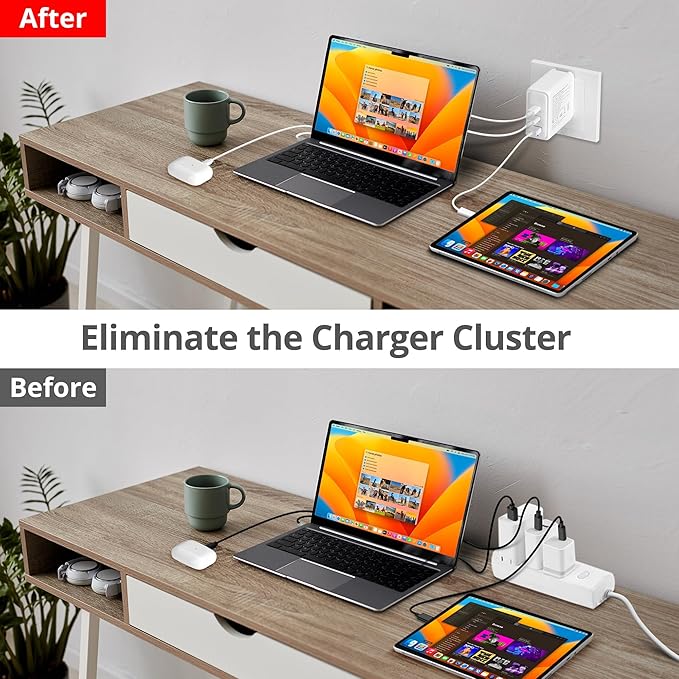 SIIG 100W USB C Charger, 3-Port GaN 3 Pro Fast Wall Charger, 2 USB-C PD 3.0, 1 USB-A QC 3.0 Ports, Compact Foldable Plug, ETL Certified, for MacBook, iPhone, Samsung Galaxy, and More (AC-PW1Z11-S1)