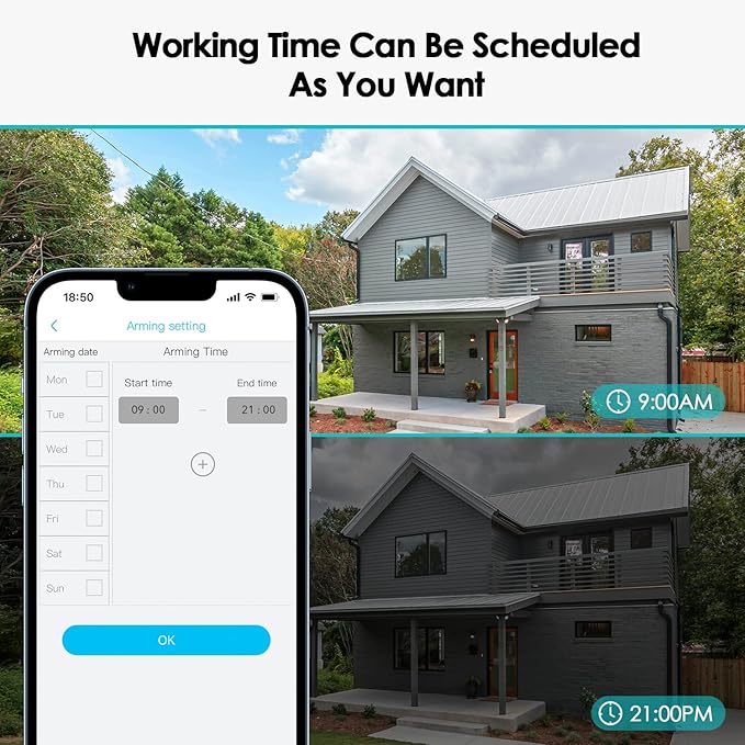 SEHMUA Solar Security Cameras Wireless Outdoor, 2K 360° View Battery Powered Outdoor Camera, WiFi Home Security with Spotlight Color Night Vision, PIR Sensor