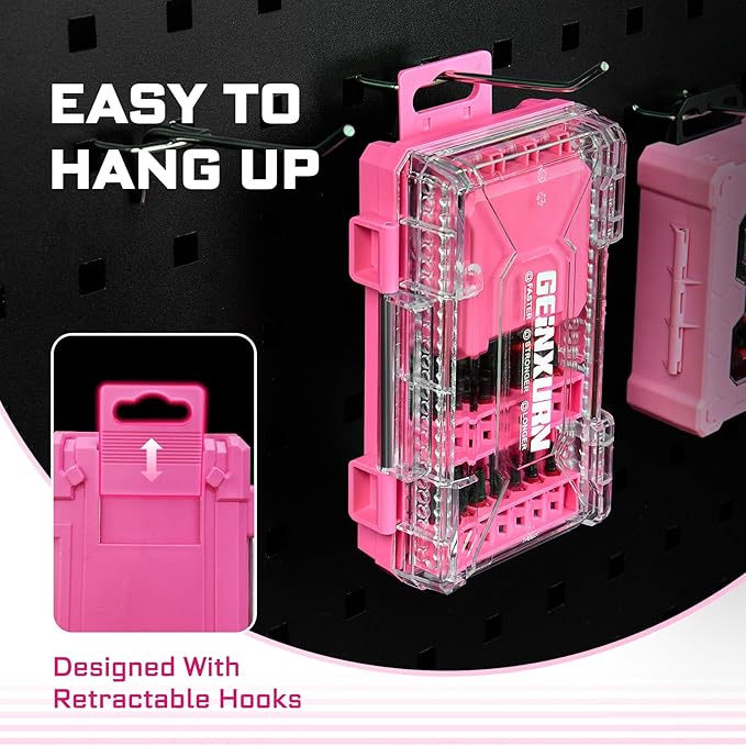 55Pieces Impact Screwdriver Bits Set, Magnetic S2 Steel Phillips/Slotted/Square/Torx Insert Power Bits Tips, Impact Bit Holder and Impact Socket Adapter with Pink Storage Box Case