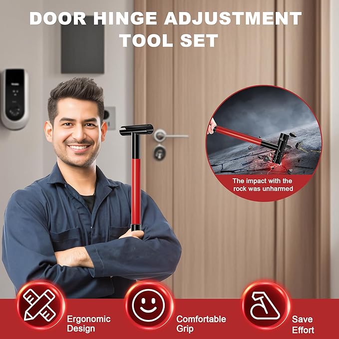 Door Hinge Adjustment Tool Kit, 4 in 1 Rotary Hinge Gap Adjusting Wrench for Residential Commercial Multi-Size Diameter 0.55 in/0.71 in/0.82 in/0.98 in Heavy Door Hinge Adjuster Alignment Bender Tool