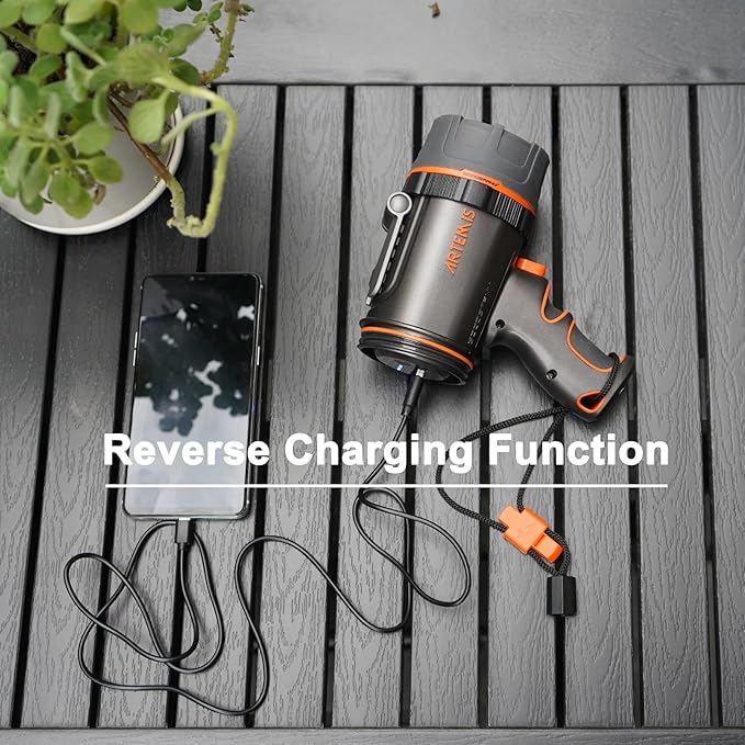 GOODSMANN Spotlight up to 2000 Lumen Marine Spotlight Waterproof Rechargeable Spot Lights Handheld Flashlight for Boats 9212-89203-01A