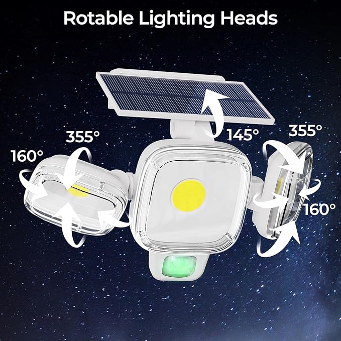 CINOTON Solar Motion Sensor Outdoor Lights, 3 Modes LED Security Flood Light with Remote Control, IP65 Waterproof Solar Powered Outside Wall Lighting for Garden Porch Garage Yard Driveway White 1 Pack