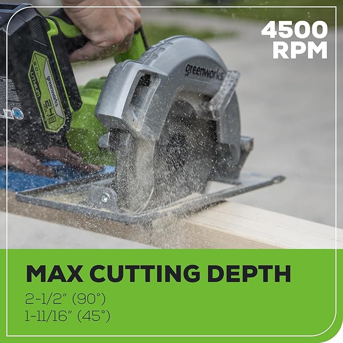 Greenworks 24V 7-1/4'' Circular Saw Brushless Cordless, with 4Ah Battery and 2A Charger