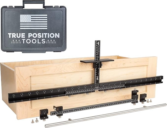 True Position Tools MAX Cabinet Hardware Jig - Install Long Pulls and Shelf Pin Holes - Made in USA - Hand Calibrated