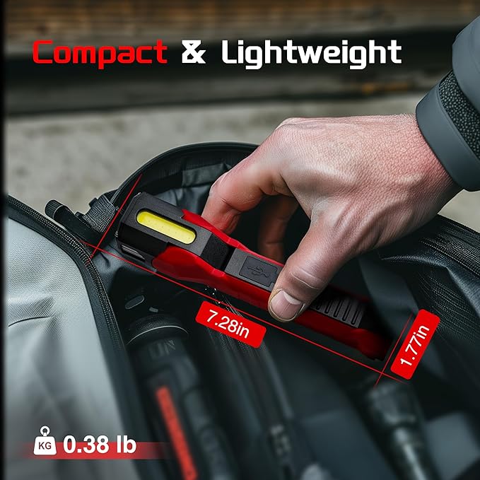 Anhay Rechargeable Work Light, 1200 Lumens LED Work Light with 160° Swivel Head, Magnetic Base & Hooks, 6 Lighting Modes Magnetic Work Light for Car Repairs, Emergencies, and Power Outages