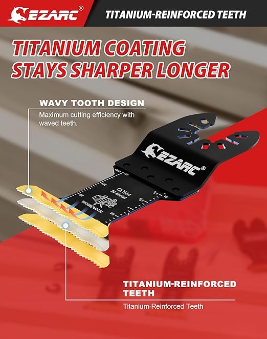 EZARC Titanium Oscillating Saw Blades, Oscillating Multitool Blades for Metal, Wood Nails, Screws Cutting, Plastic, 10 Pack