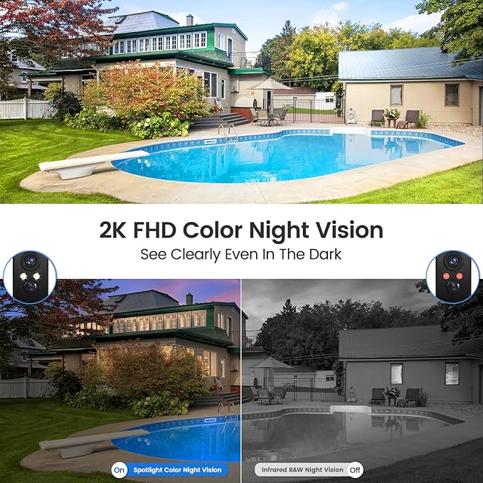 4G LTE Cellular Security Camera Wireless Outdoor, Magnetic, No WiFi Needed, 300° Pan, Solar Powered, Magnetic Mount 1-Min Install, SIM Included, PIR Motion & AI, 2K Night Vision, Lifetime 7-Day Cloud