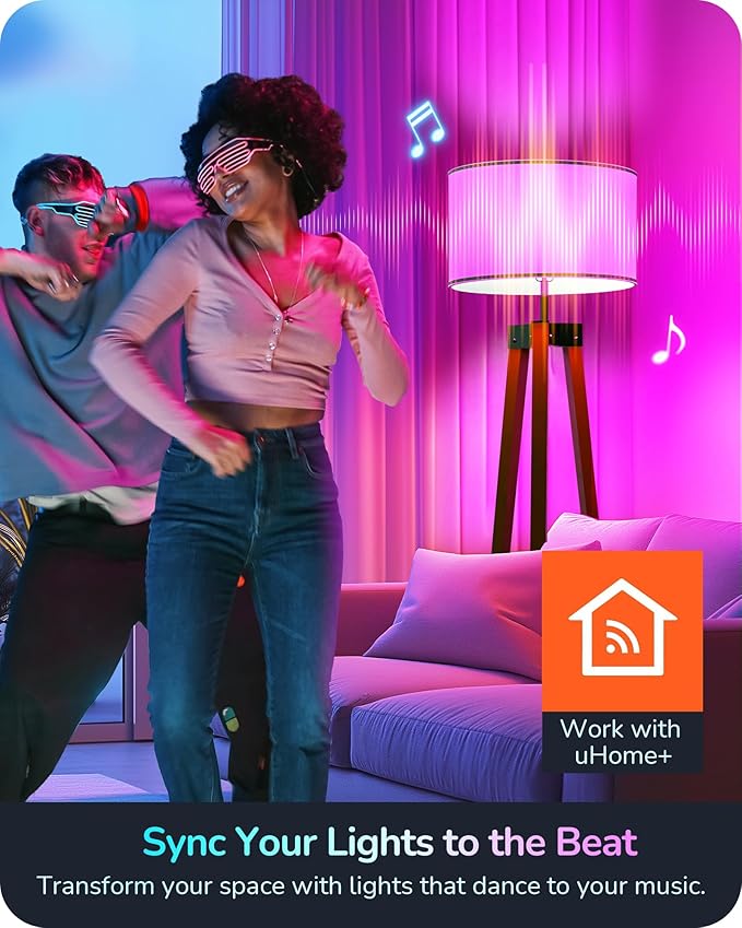 EDISHINE Matter Smart Light Bulbs, Smart Bulbs Work with Apple Home/Alexa/Google Home/SmartThings, RGBTW Color Changing Light Bulb Music Sync, 2.4GHz WiFi Bulb, 800LM Equivalent 60W, A19, E26, 2PCS